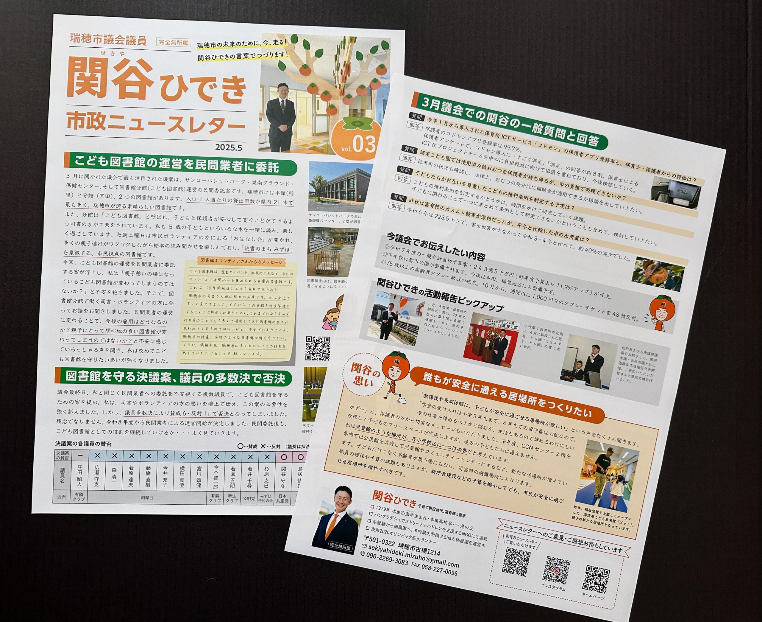 市議会議員の活動報告ニュースレター